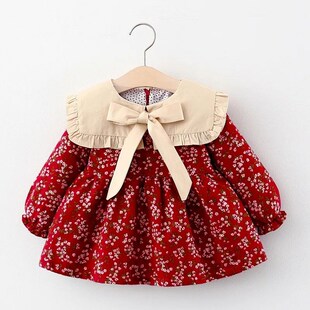 Dress Childrens Long Autumn Neck New Large Girls Solid