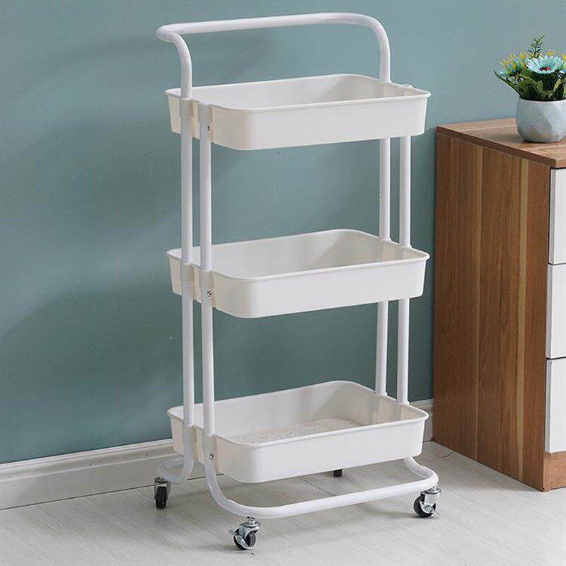 Beauty trolley toilet storage car three floor mobile shelf b