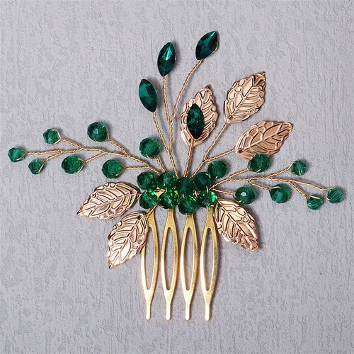 Bride Hairpins Tiaras Rhinestone Green Hair Combs For Women