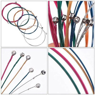 6Pcs/Set Acoustic Guitar Strings Rainbow Colorful Guitar Str