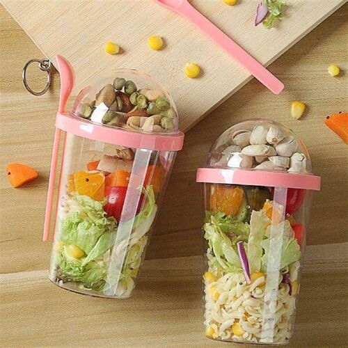 400ml Large Capacity Salad Cups Portable Overnight Oats