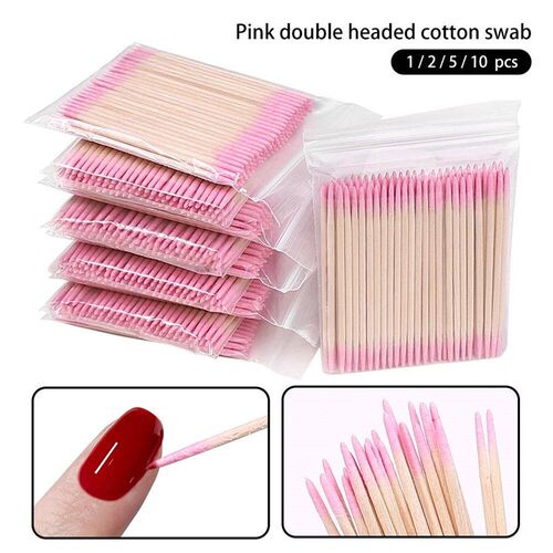 1/2/5/10Pc Nails Wood Cotton Swab Clean s Bud Tip Wooden Cot