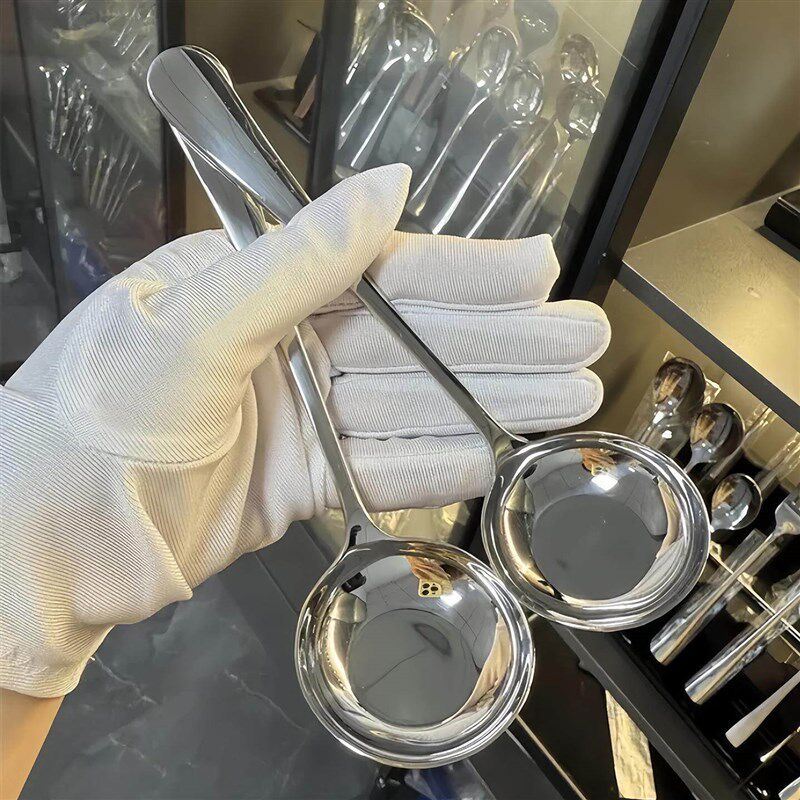Stainless Steel Flat Bottom Spoon with Round Head, High Aest