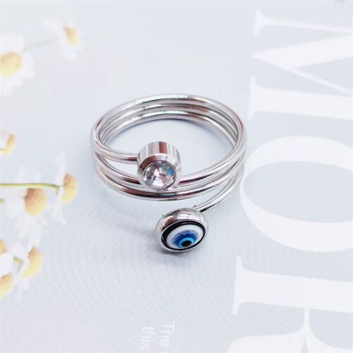 Rinhoo Punk Stainless Steel Lucky Evil Eye Ring For Women Me