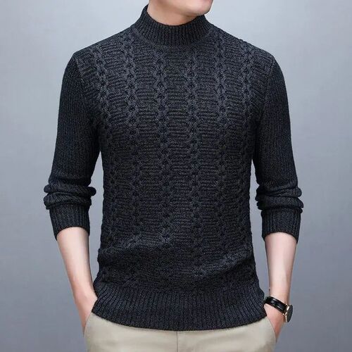 Autumn Winter Men Thicken Mock Neck Sweaters Korean New Fash