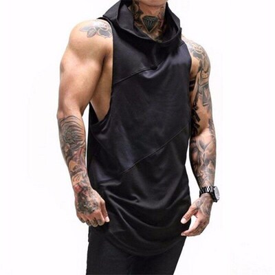 Three-segment Stitching tton Stitching Mesh Mens Fitness Ve