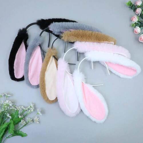 Funny Upright or Lop-ear Plush Bunny Ear Hair Hoops Women