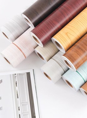 5CMPVC自粘仿木纹即时贴家具衣橱翻新贴纸门窗自粘壁纸宿舍墙贴