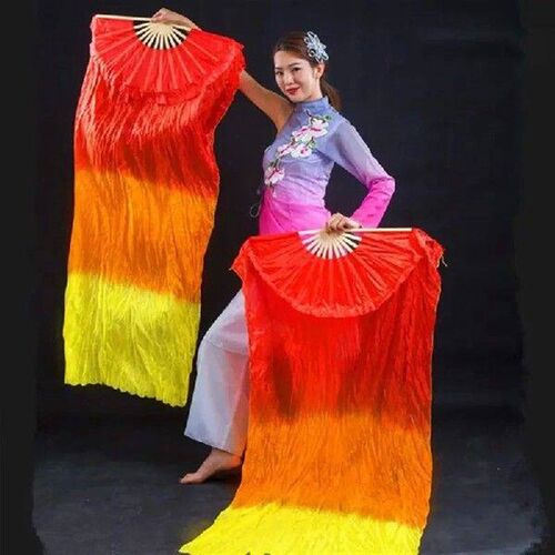 New 1.5m Long Dancer Practice Imitation Silk Fans Right