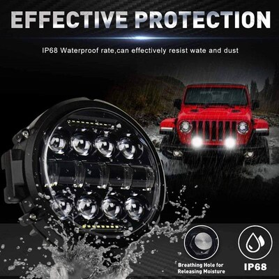 2PC Round 7 Inch 150W Aluminum Alloy LED Work Light Bar Mult