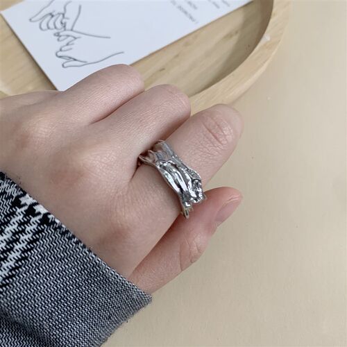 Minimalist Silver Color Geometric Irregular Open Rings Retro