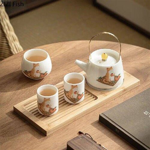Cute Orange Cat Tea Set Office Kung Fu Tea Set Home