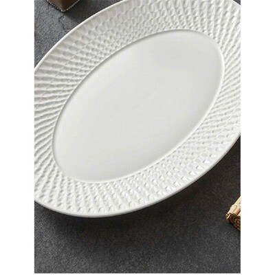 Ceramic Fish Plate Household Steamed Fish Plate Oval Plate