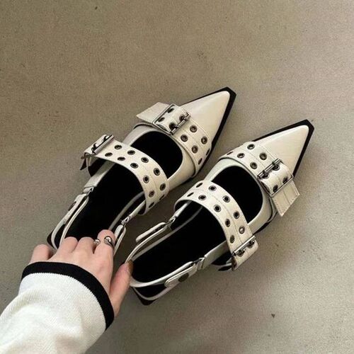 French Style Pointed Toe Mary Jane Shoe Retro Medium Thick H