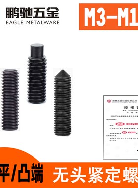 EG鹏驰.9级平尖凸端内六角无头螺丝M8102紧定钉机米栓