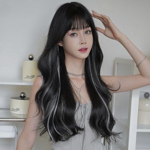 New Wigs for Women Long Black Tea Dyed Big Wave Long Curly H