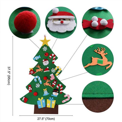 Felt Christmas Tree Set with Ornaments for Kids Decorations
