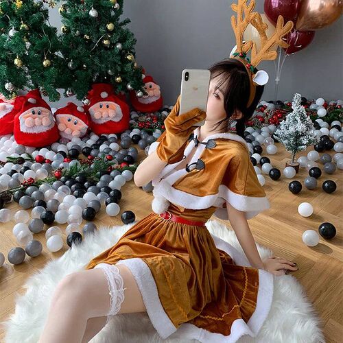 AniLV New  Girl Christmas Reindeer Brown Dress Uniform