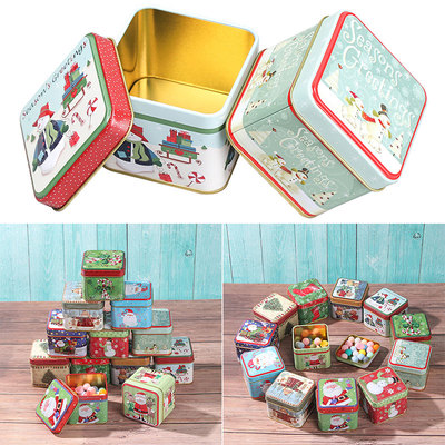 Christmas Cartoon Storage Candy Tin Box Candy Jar Christmas