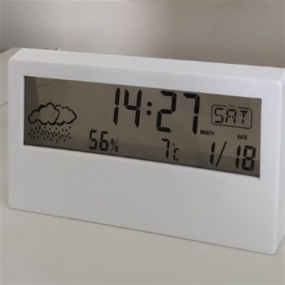 闹钟加计时器L天气时钟电子温湿度计创意数显多功能白光2158