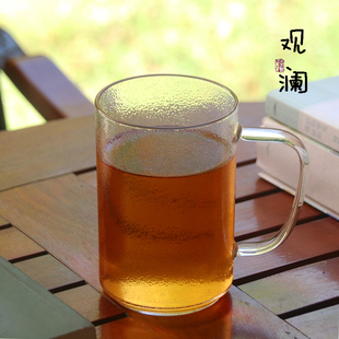 大容量家用玻璃杯子耐热牛奶杯男女办公室个人杯带把泡茶杯喝水杯