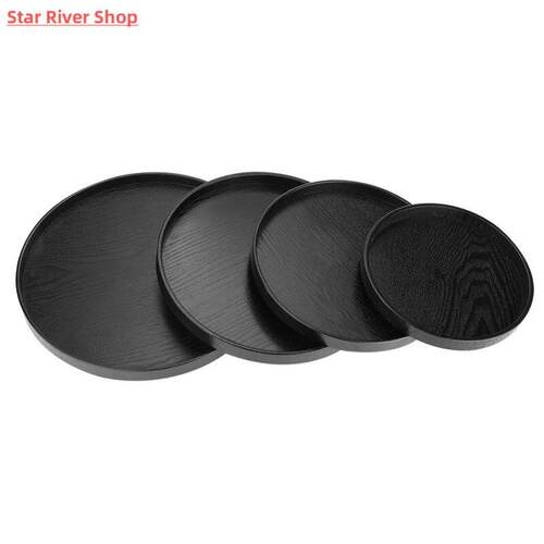 Round Solid Wooden Tea Table Tray Coffee Snack Food Meals Ch