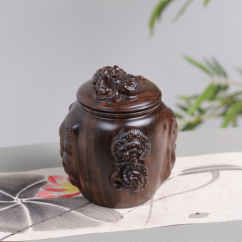 玄同黑檀木整木茶叶罐储茶缸醒茶罐茶盒茶叶桶工艺礼品家居摆件