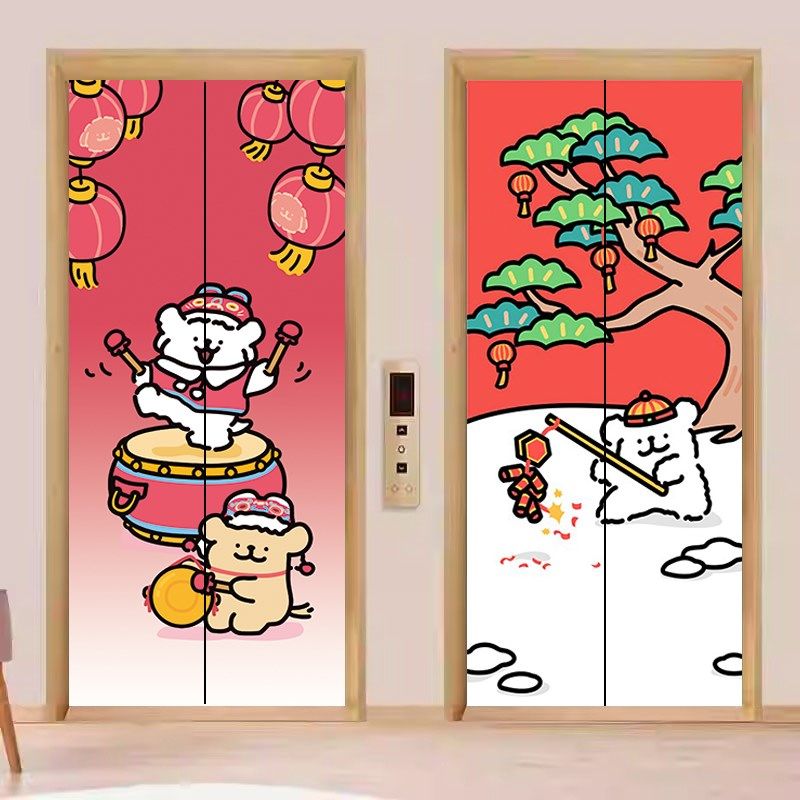 电梯美化线条小狗可爱卡通电梯贴纸卧室门自粘一梯一户电梯门贴纸,家居饰品,软装墙贴,淘宝优惠券,粉丝福利购,淘宝优惠卷