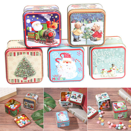 Christmas Cartoon Storage Candy Tin Box Candy Jar Christmas