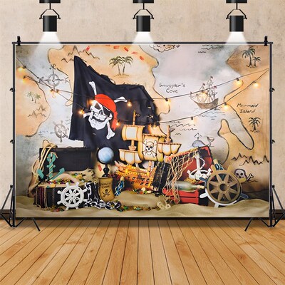 Pirate Backdrops For Photo Old reasure World Map Birthday Pa