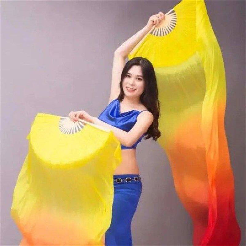 New 1.5m Long Dancer Practice Imitation Silk Fans Right - 实物图