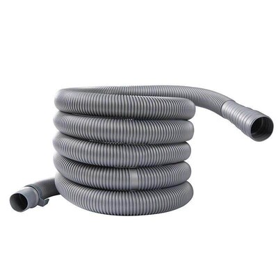 Extended flexible drainage hose connector for front-loading
