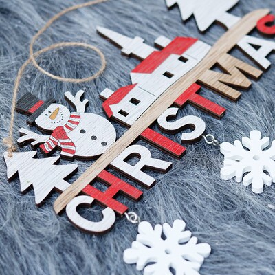 Wooden Christmas Door Hanging Oranments Wall Xmas Dec Merry