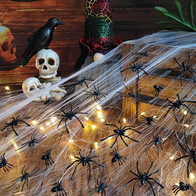 60/90/120pcs Realistic Plastic Spiders 3 Sizes Small Spider