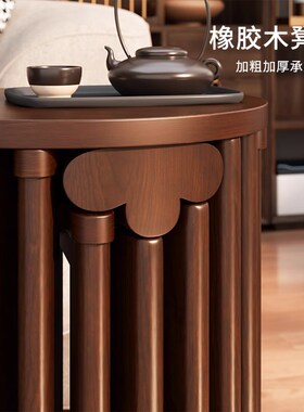 【新款叠叠乐】实木圆中古家用可叠放茶几餐桌凳csgd