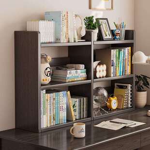 实木桌面书架桌上置物架家用儿童书桌立式多层收纳架桌子上小书柜