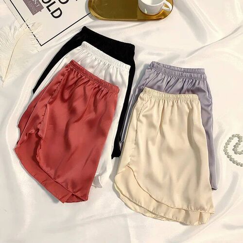 Women Ice Silk Summer Safety Pants Loose Casual Elastic Wais