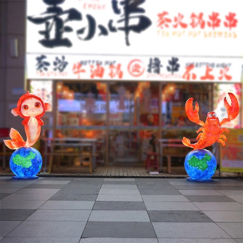 仿真小龙虾发光鱼雕塑玻璃钢摆件餐厅商场夜市大排档门店迎宾装饰,家居饰品,落地摆件,淘宝优惠券,粉丝福利购,淘宝优惠卷