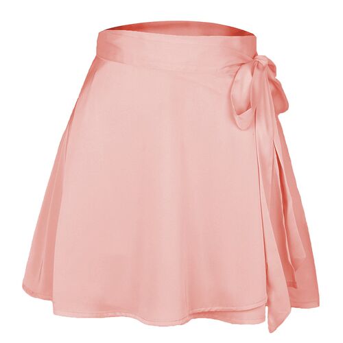 Women Skirts Satin Wrap Skirt Bandage Tie Waist Asymmetry