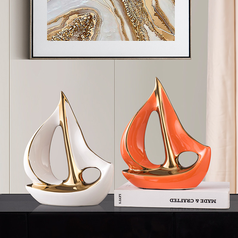 一帆风顺帆船摆件家居客厅酒柜电视柜装饰品桌面陶瓷摆件乔迁送礼,家居饰品,装饰摆件,淘宝优惠券,粉丝福利购,淘宝优惠卷