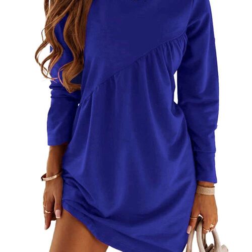 Autumn and winter new solid color long sleeve dress