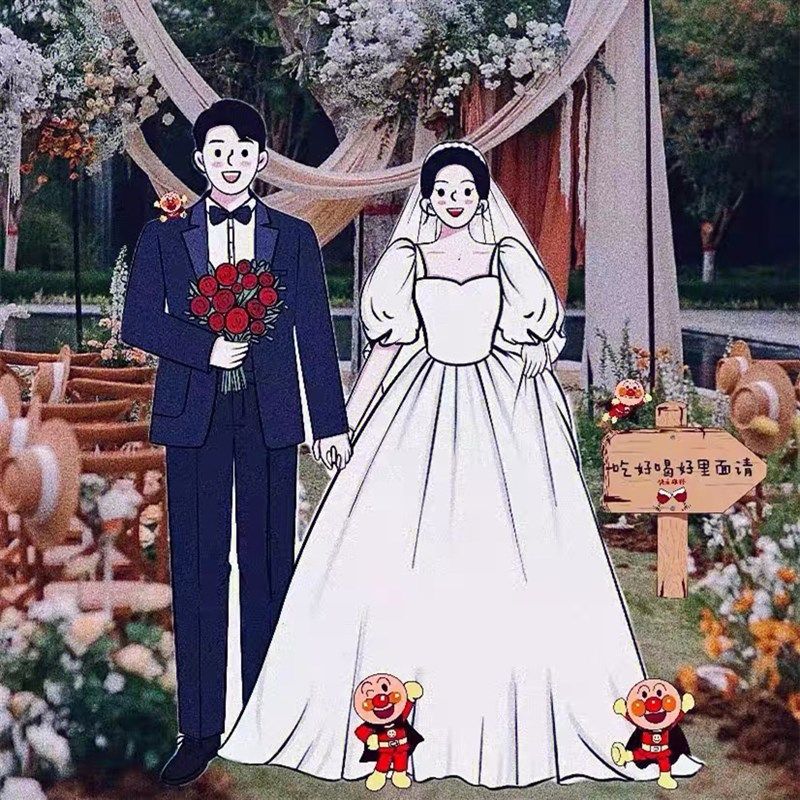 结婚订婚布置装饰卡通人形迎宾立牌婚礼kt板定制手绘指引牌指示牌,节庆用品/礼品,装扮布置套餐,淘宝优惠券,粉丝福利购,淘宝优惠卷
