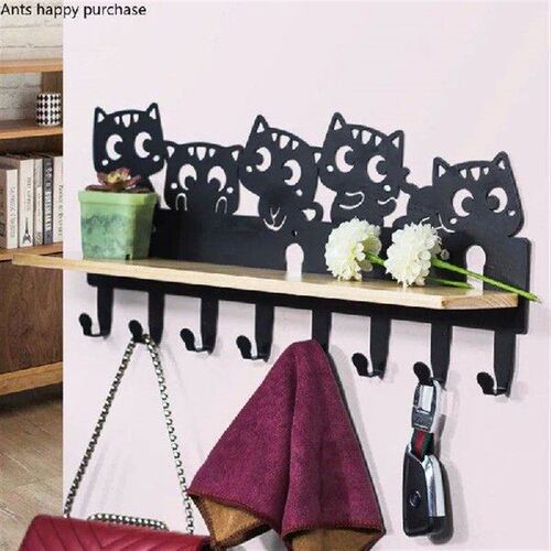 Wrought Iron Animal Hook Cat Pig Wall Shelf No Trace Strong