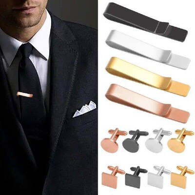 3Pcs Cufflinks Tie Clip Metal Tie Clip and Cuff Links For