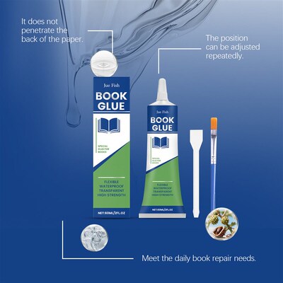 JUE FISH Book Repair Adhesive, neutral and mild formula, ide