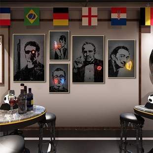 霓虹灯音乐酒吧挂画KTV包厢墙面装饰画恶搞名人歌舞厅小酒馆壁画