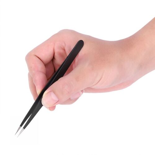 11Pcs Accuracy Tweezers Canvas Bag Set Stainless Steel Strai