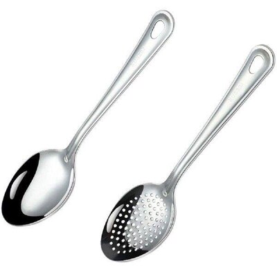 2 Pcs Stainless Steel Serving Spoon Kitchen Slotted