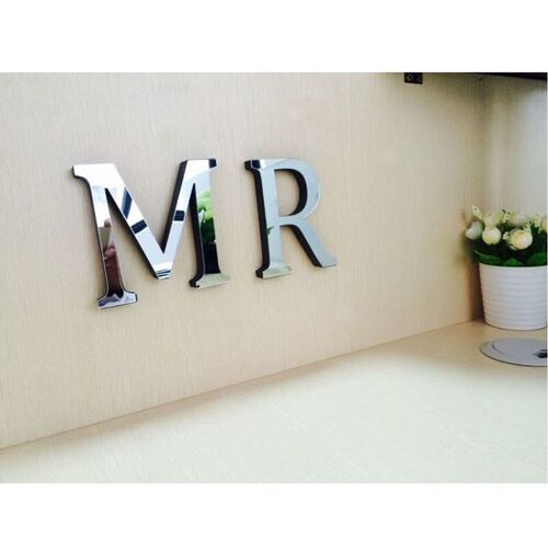 Silver 26 Letters DIY 3D Mirror Acrylic Wall Sticker Decals