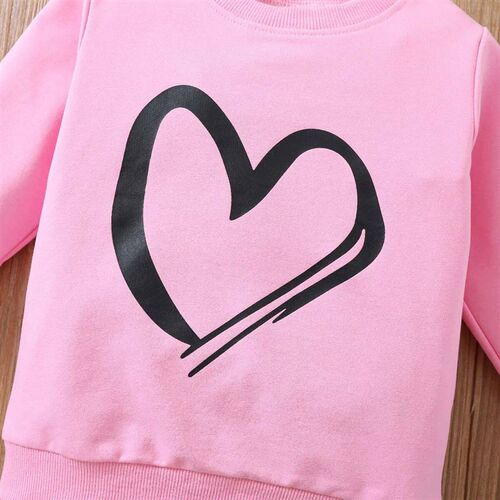 Autumn girls long-sleeved love printed blouse + trousers cot